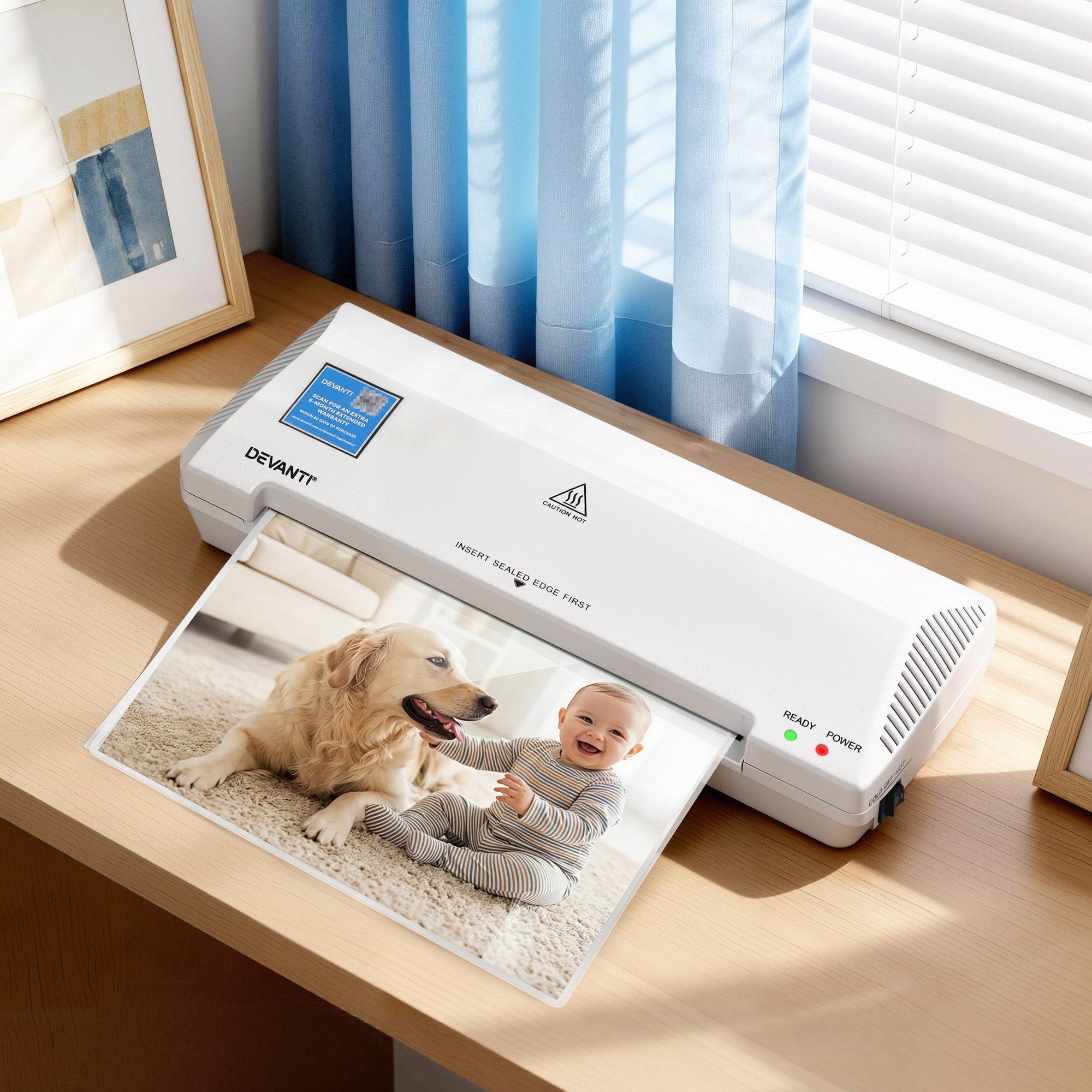 A4 Laminator Machine, Hot & Cold Thermal Fast Lamination Anti - Jam Laminator for Office School Home Document Photo Card Handmade A4 A5 A6, White - Home & Garden > Home Office Accessories > Laminators - Rivercity House & Home Co. (ABN 18 642 972 209) - Affordable Modern Furniture Australia