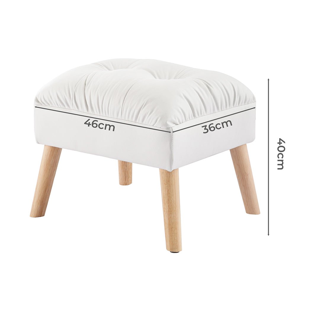 Accent Tufted Ottoman Footstool with Pine Wood Frame - Cream - Rivercity House & Home Co. (ABN 18 642 972 209) - Affordable Modern Furniture Australia