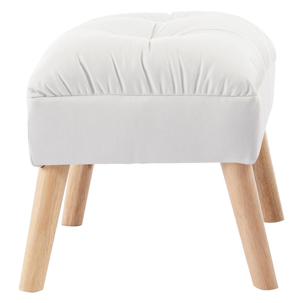 Accent Tufted Ottoman Footstool with Pine Wood Frame - Cream - Rivercity House & Home Co. (ABN 18 642 972 209) - Affordable Modern Furniture Australia