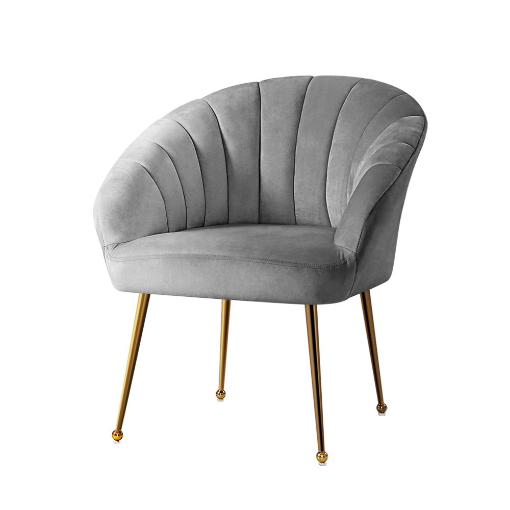 Accent Velvet Armchair Lounge Chair Grey - Rivercity House & Home Co. (ABN 18 642 972 209) - Affordable Modern Furniture Australia