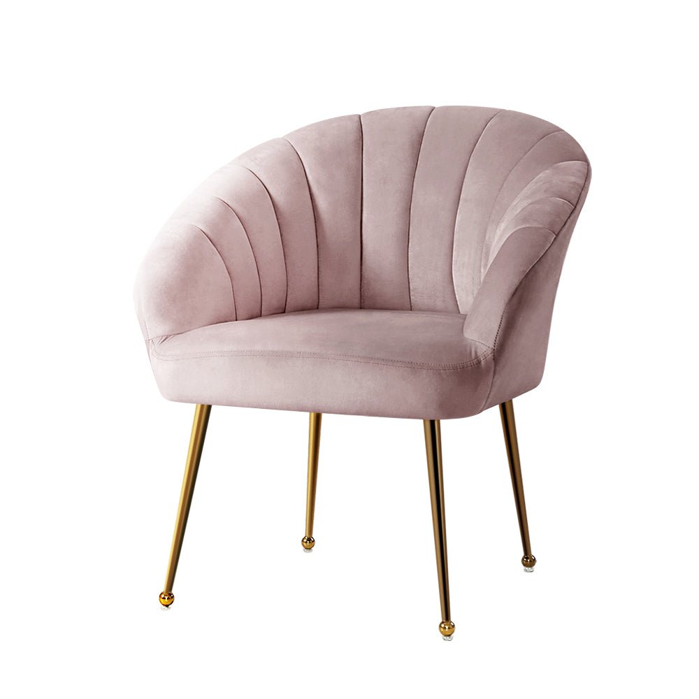 Accent Velvet Armchair Lounge Chair Pink - Rivercity House & Home Co. (ABN 18 642 972 209) - Affordable Modern Furniture Australia