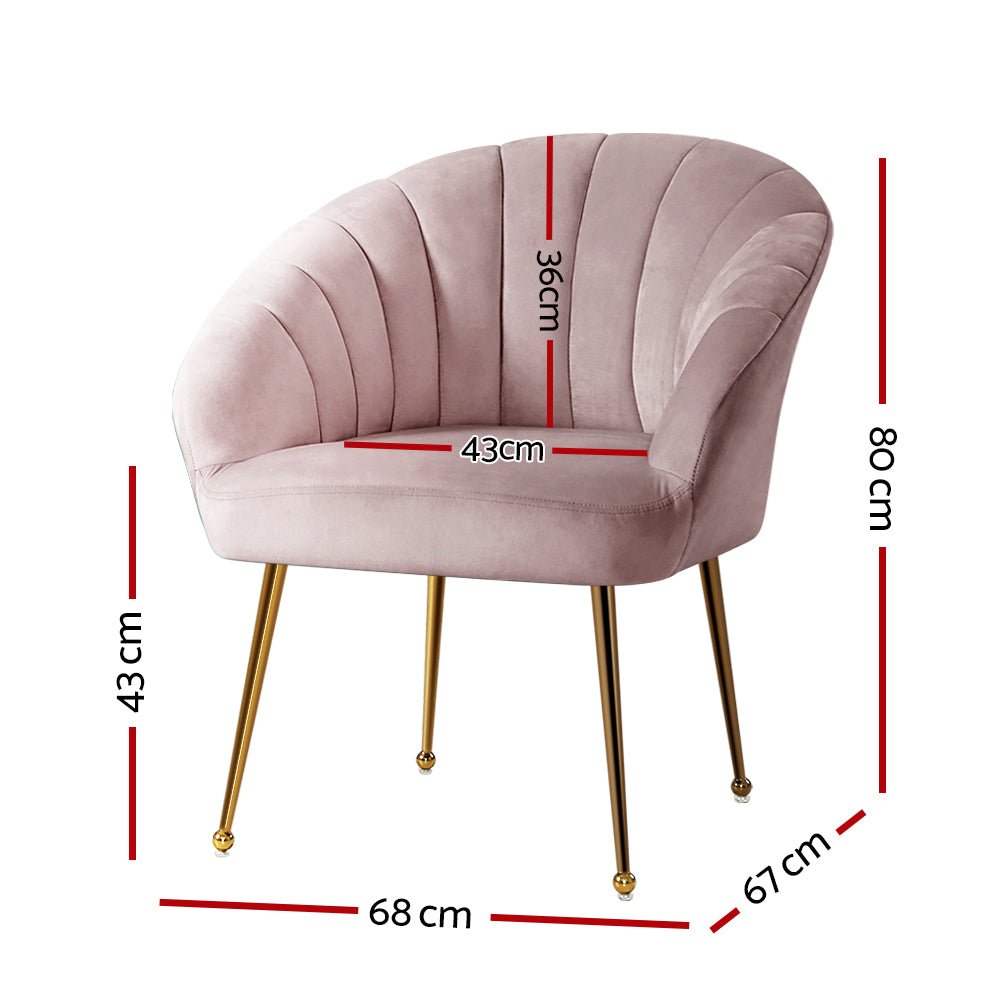 Accent Velvet Armchair Lounge Chair Pink - Rivercity House & Home Co. (ABN 18 642 972 209) - Affordable Modern Furniture Australia