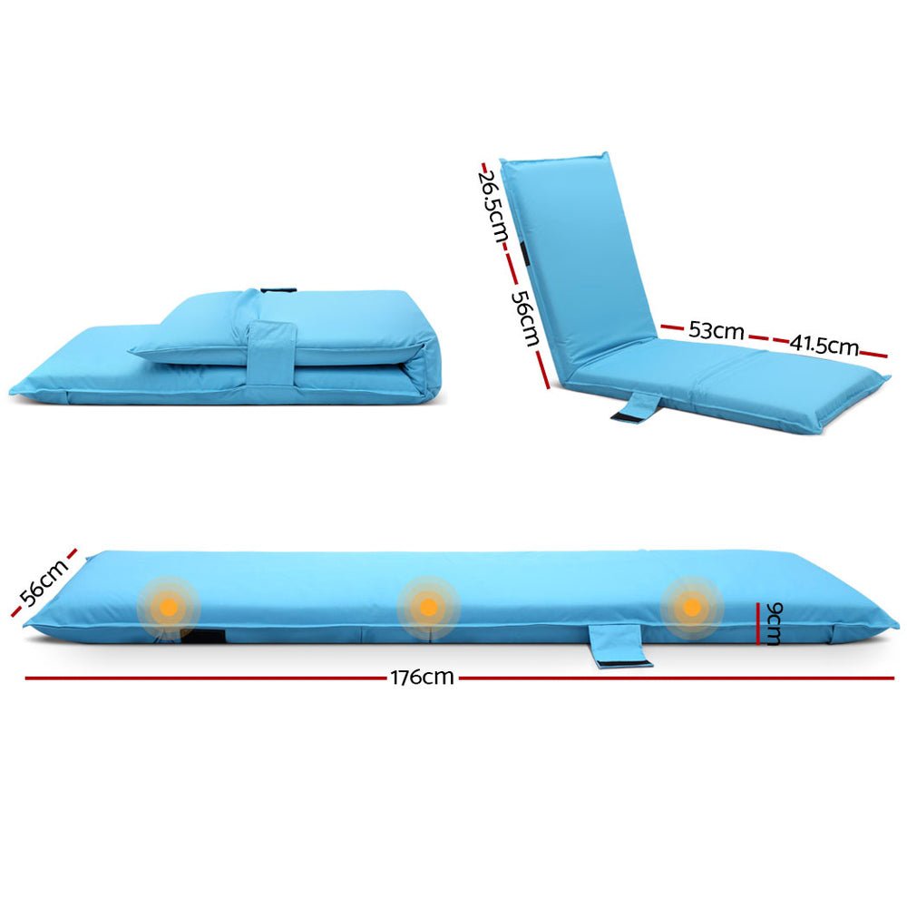 Adjustable Beach Sun Pool Lounger - Blue - Rivercity House & Home Co. (ABN 18 642 972 209) - Affordable Modern Furniture Australia