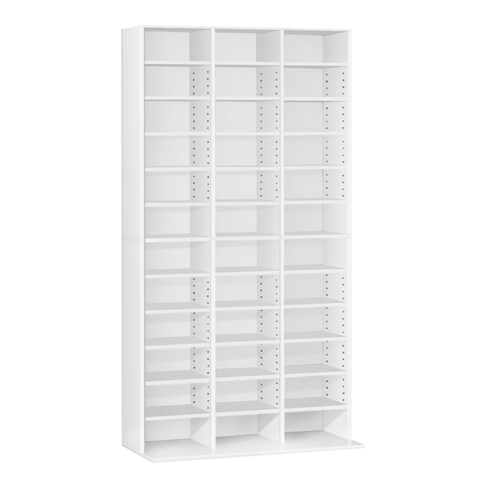 Adjustable Book / CD / DVD Storage Shelf Rack Unit - White - Rivercity House & Home Co. (ABN 18 642 972 209) - Affordable Modern Furniture Australia