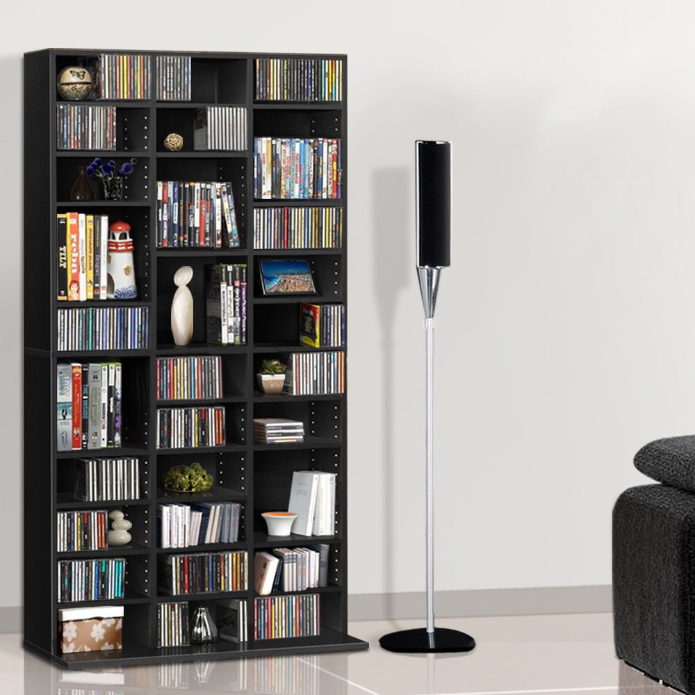 Adjustable Book Storage Shelf Rack Unit - Black - Rivercity House & Home Co. (ABN 18 642 972 209) - Affordable Modern Furniture Australia