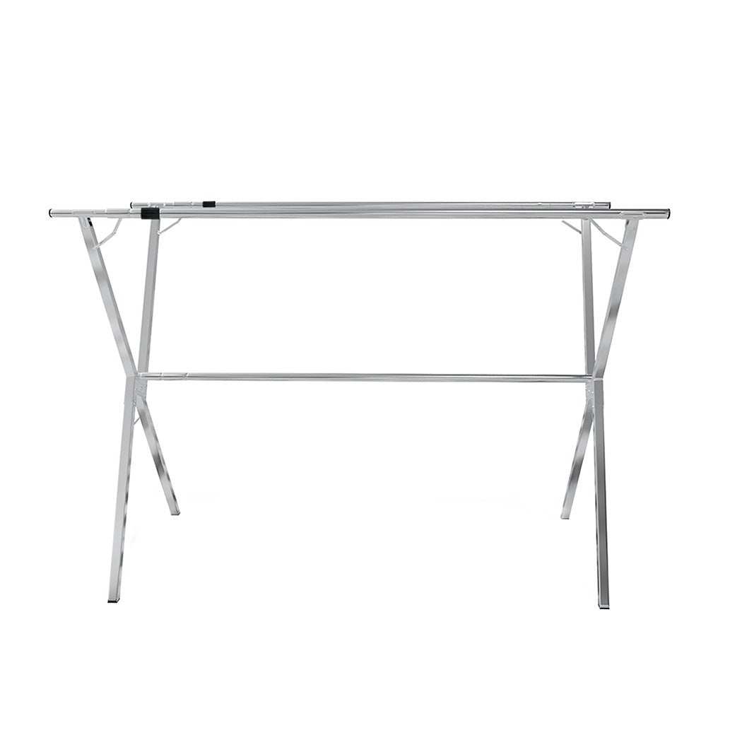 Adjustable Foldable Clothes Drying Airer 150 - 200cm with Windproof Hooks - Silver - Rivercity House & Home Co. (ABN 18 642 972 209) - Affordable Modern Furniture Australia