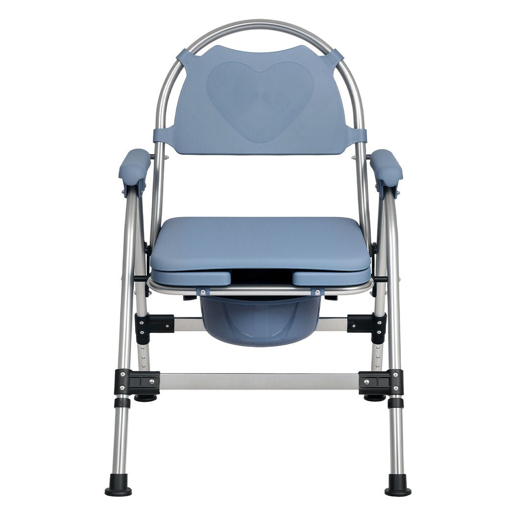 Adjustable Folding Commode Chair with Removable Bucket for Elderly, Pregnant & Disability Aid - Blue - Rivercity House & Home Co. (ABN 18 642 972 209) - Affordable Modern Furniture Australia