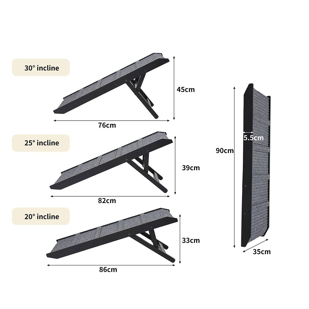 Adjustable Height Dog Ramp with Stairs - Black - Rivercity House & Home Co. (ABN 18 642 972 209) - Affordable Modern Furniture Australia