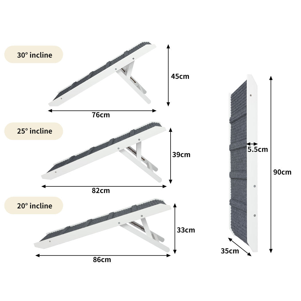 Adjustable Height Dog Ramp with Stairs - White - Rivercity House & Home Co. (ABN 18 642 972 209) - Affordable Modern Furniture Australia