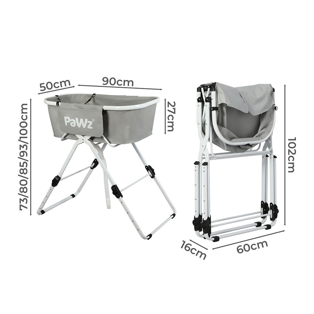 Adjustable Height Folding Pet Bathtub with Safety Harness - Grey - Rivercity House & Home Co. (ABN 18 642 972 209) - Affordable Modern Furniture Australia