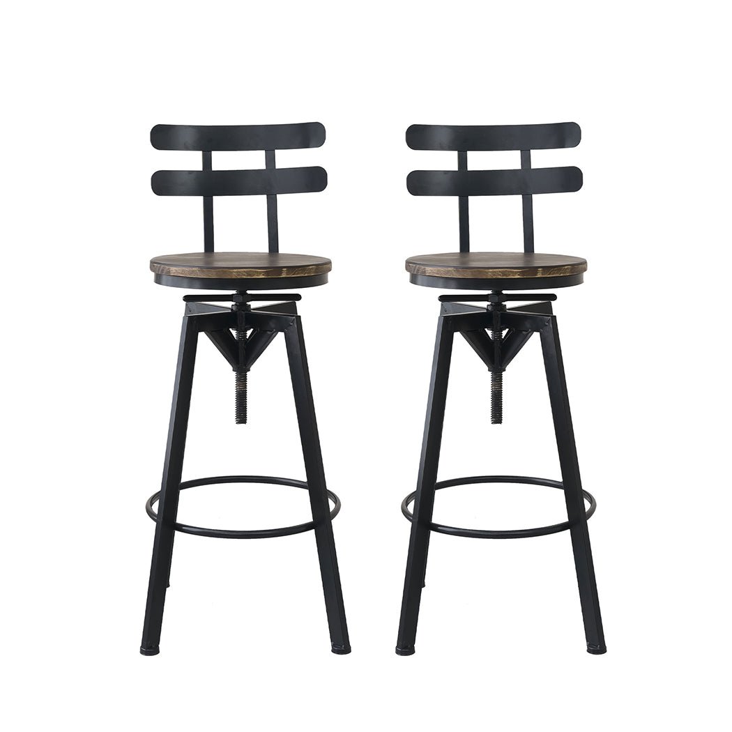 Adjustable Industrial Bar Stool with Swivel - Brown - Rivercity House & Home Co. (ABN 18 642 972 209) - Affordable Modern Furniture Australia