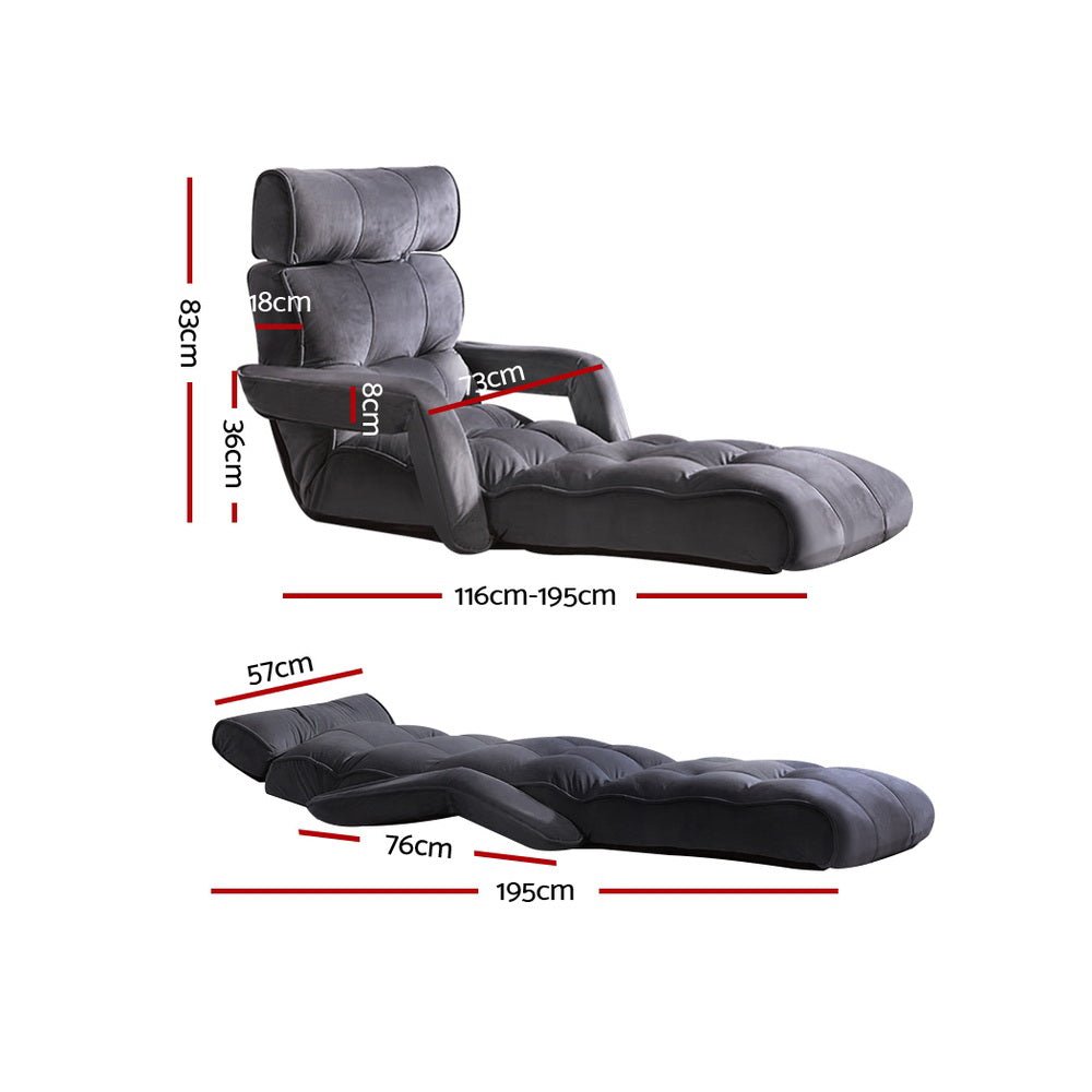 Adjustable Lounger with Arms - Charcoal - Rivercity House & Home Co. (ABN 18 642 972 209) - Affordable Modern Furniture Australia