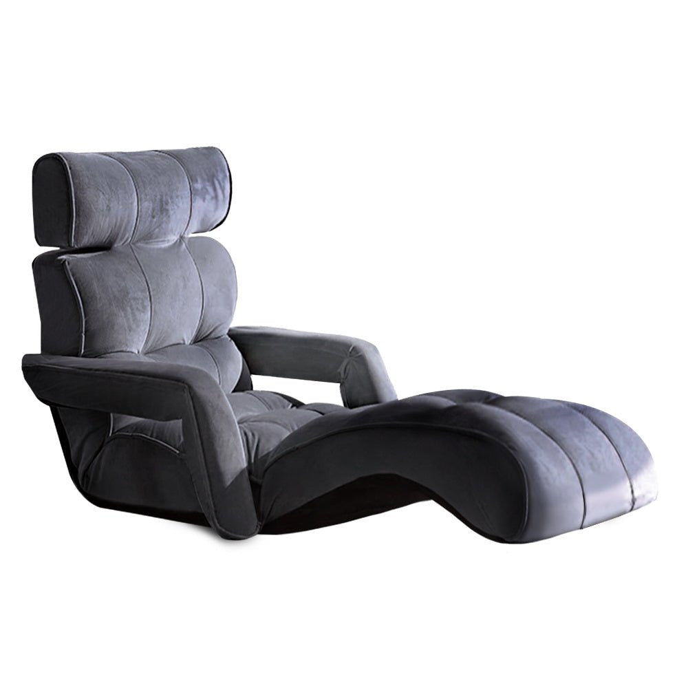 Adjustable Lounger with Arms - Charcoal - Rivercity House & Home Co. (ABN 18 642 972 209) - Affordable Modern Furniture Australia