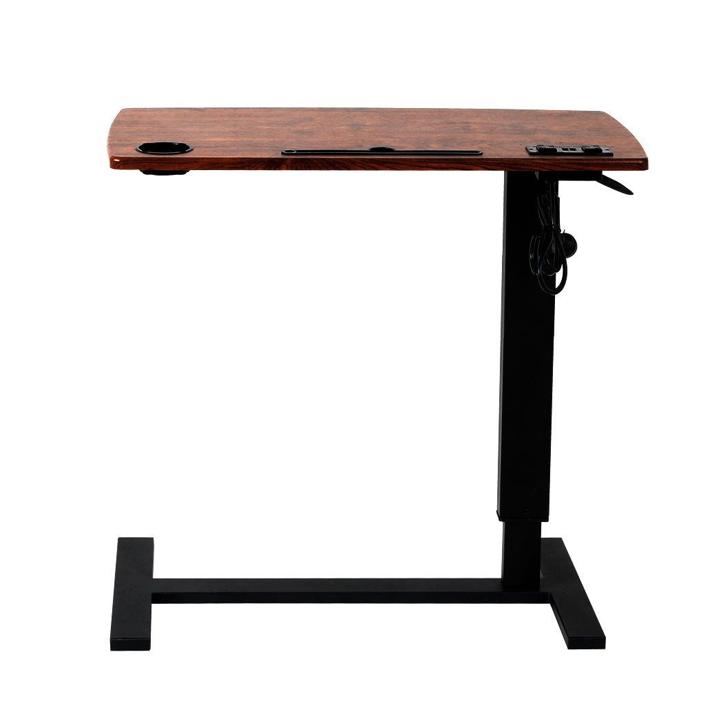 Adjustable Mobile Foldable Standing Desk with USB Charging and Wheels - Brown - Rivercity House & Home Co. (ABN 18 642 972 209) - Affordable Modern Furniture Australia