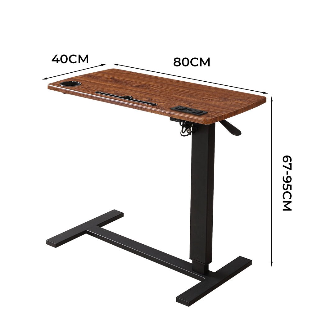Adjustable Mobile Foldable Standing Desk with USB Charging and Wheels - Brown - Rivercity House & Home Co. (ABN 18 642 972 209) - Affordable Modern Furniture Australia