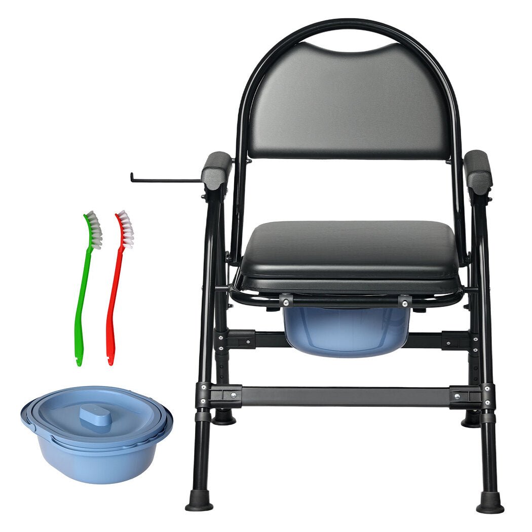 Adjustable Shower Toilet Commode Chair for Elderly, Pregnant & Disability Aid - Black - Rivercity House & Home Co. (ABN 18 642 972 209) - Affordable Modern Furniture Australia