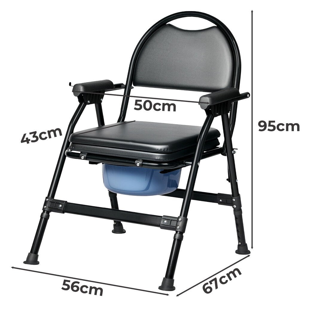 Adjustable Shower Toilet Commode Chair for Elderly, Pregnant & Disability Aid - Black - Rivercity House & Home Co. (ABN 18 642 972 209) - Affordable Modern Furniture Australia