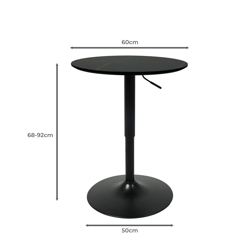 Adjustable Swivel Bar Table with Gas Lift 60cm Diameter - Black - Rivercity House & Home Co. (ABN 18 642 972 209) - Affordable Modern Furniture Australia