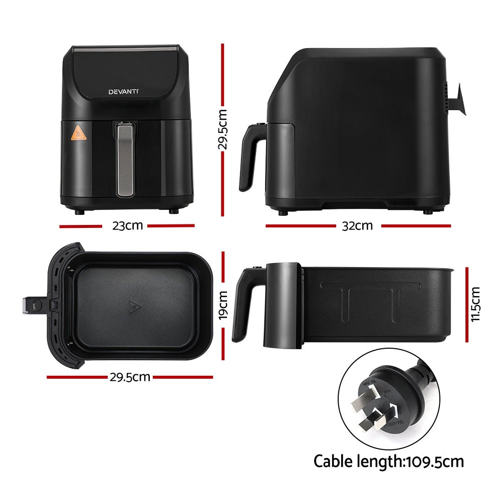 Air Fryer 5L W/ LCD Touch 1500W - Appliances > Kitchen Appliances - Rivercity House & Home Co. (ABN 18 642 972 209) - Affordable Modern Furniture Australia
