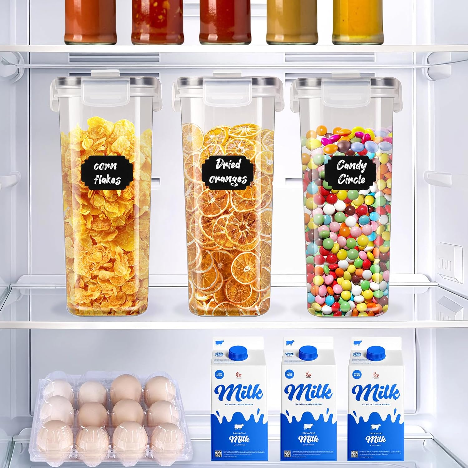 Airtight BPA - Free Cereal Storage Containers 2.5L with Pouring Lids 4 Pack - Clear - Home & Garden > Kitchenware > Food Storage - Rivercity House & Home Co. (ABN 18 642 972 209) - Affordable Modern Furniture Australia