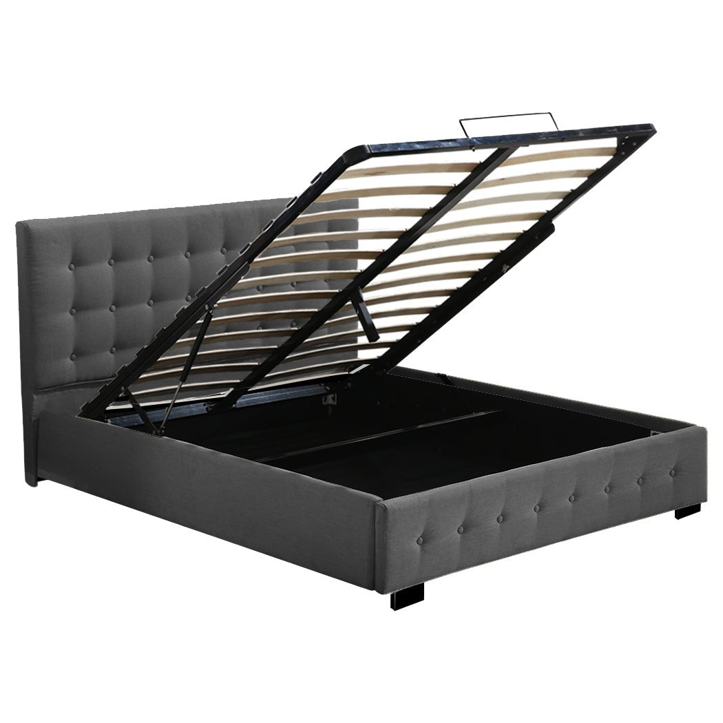 Altera Gas Lift Storage Double Bed Frame – Dark Grey - Rivercity House & Home Co. (ABN 18 642 972 209) - Affordable Modern Furniture Australia