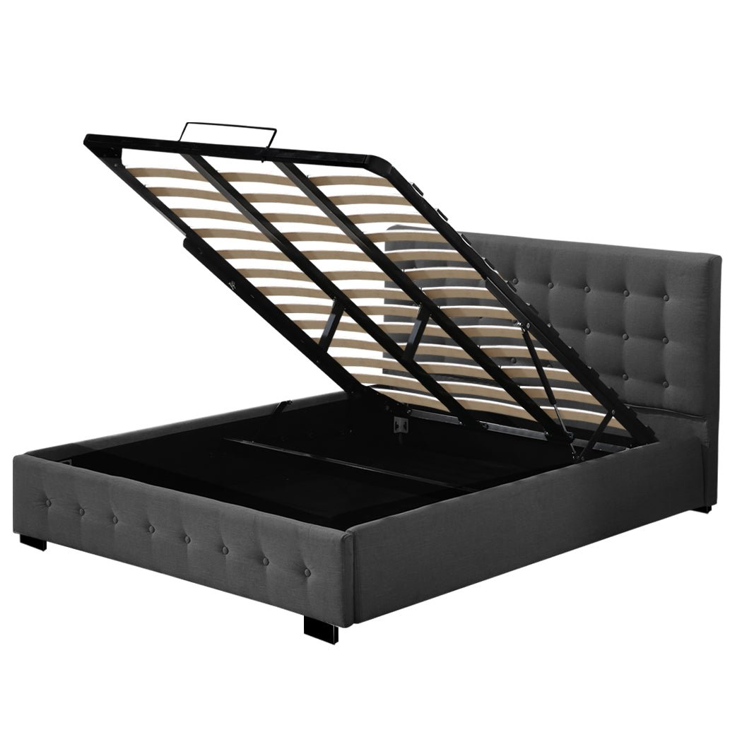 Altera Gas Lift Storage King Bed Frame – Dark Grey - Rivercity House & Home Co. (ABN 18 642 972 209) - Affordable Modern Furniture Australia