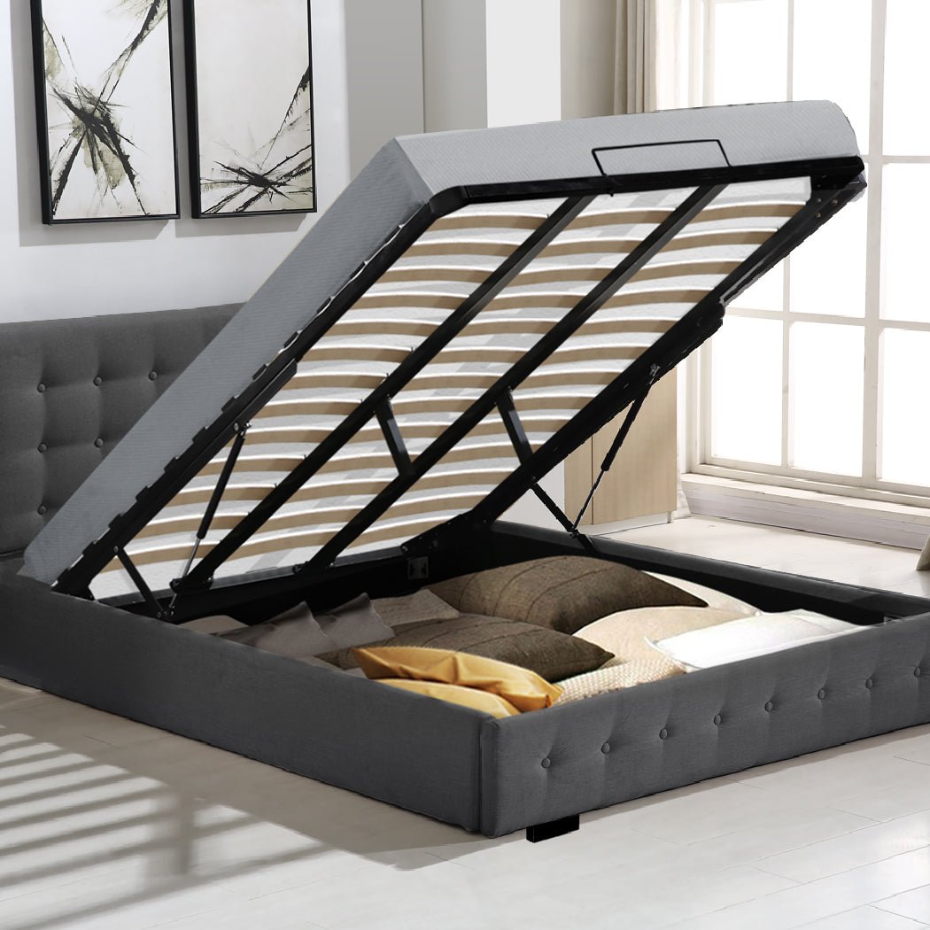 Altera Gas Lift Storage King Bed Frame – Dark Grey - Rivercity House & Home Co. (ABN 18 642 972 209) - Affordable Modern Furniture Australia