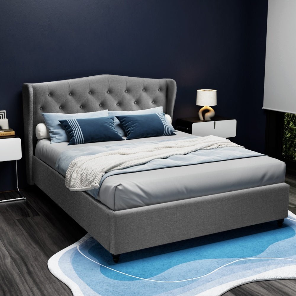 Altona Double Bed Frame Grey - Rivercity House & Home Co. (ABN 18 642 972 209) - Affordable Modern Furniture Australia