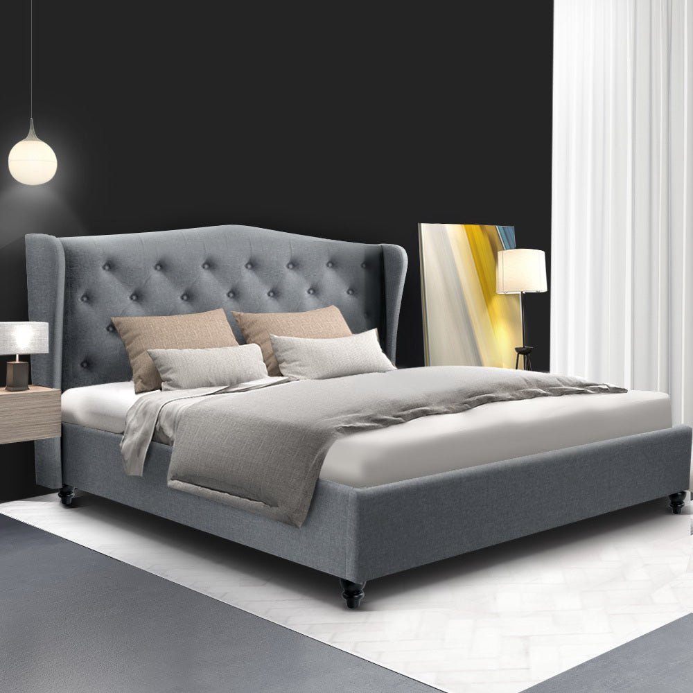 Altona Double Bed Frame Grey - Rivercity House & Home Co. (ABN 18 642 972 209) - Affordable Modern Furniture Australia