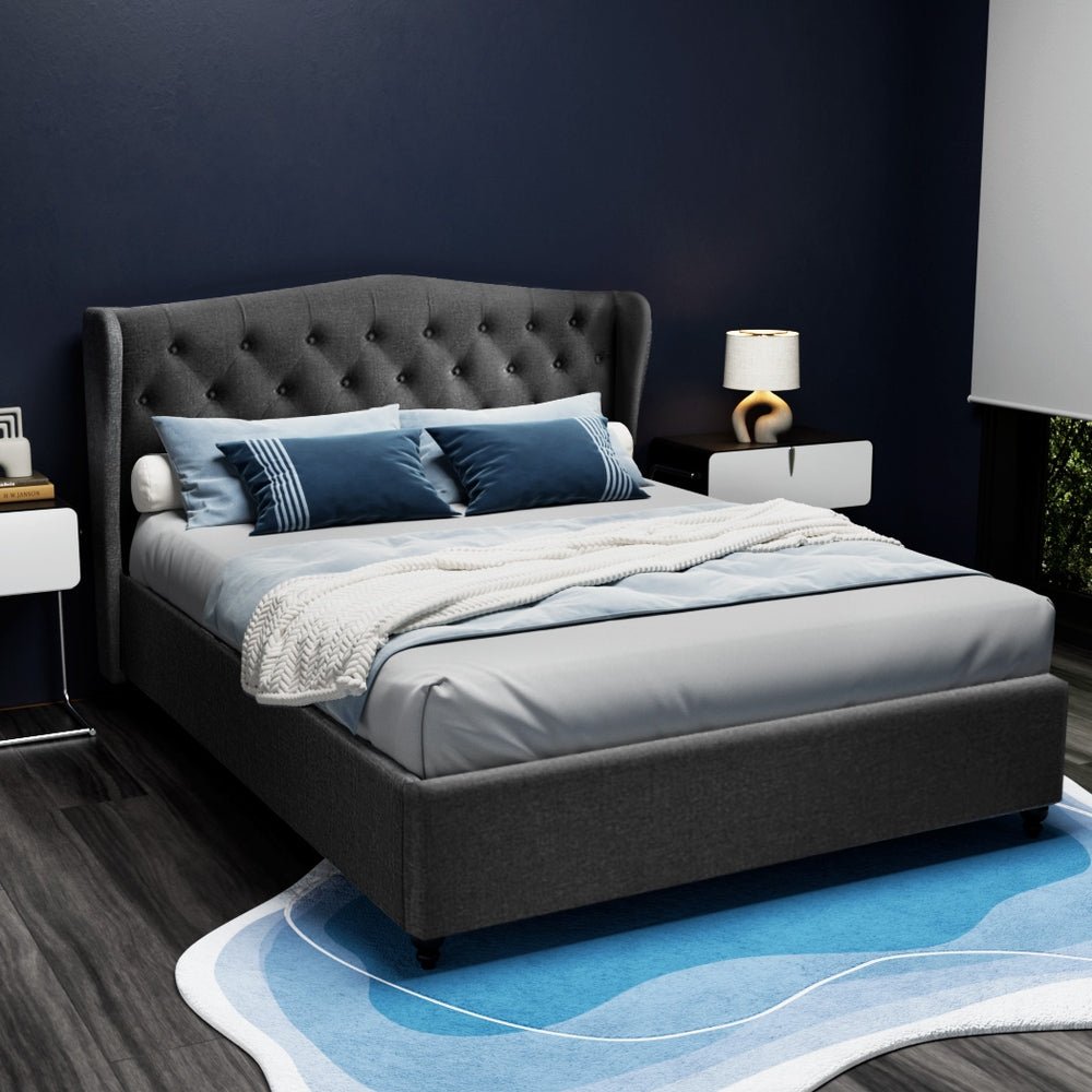 Altona Queen Bed Frame Charcoal - Rivercity House & Home Co. (ABN 18 642 972 209) - Affordable Modern Furniture Australia