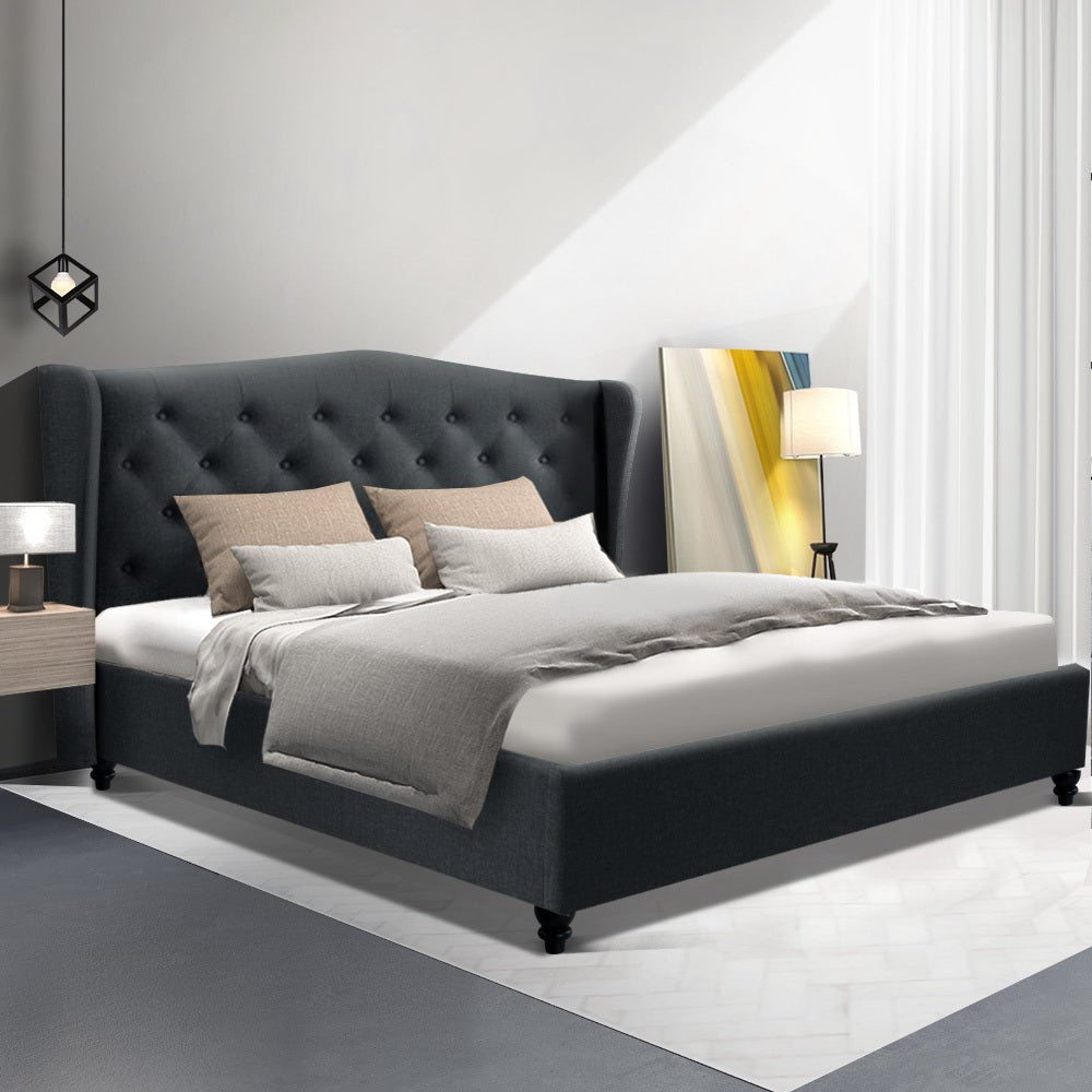 Altona Queen Bed Frame Charcoal - Rivercity House & Home Co. (ABN 18 642 972 209) - Affordable Modern Furniture Australia