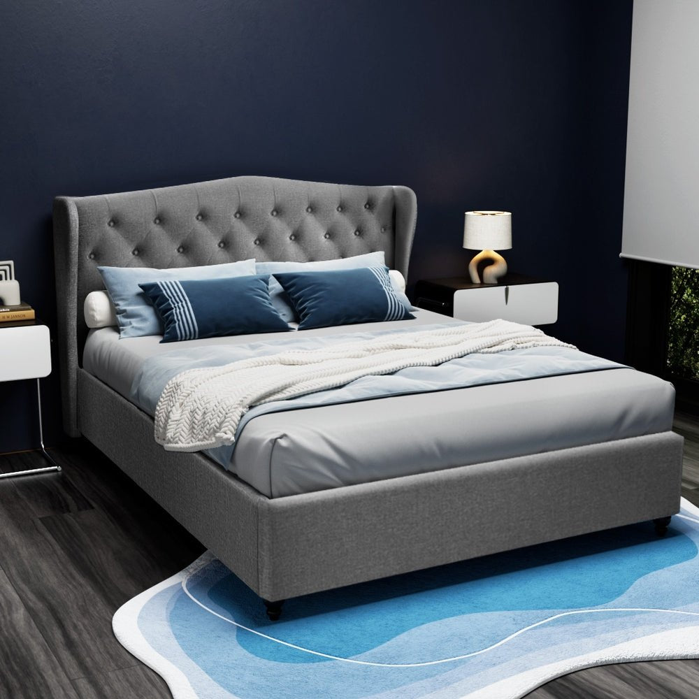 Altona Queen Bed Frame Grey - Rivercity House & Home Co. (ABN 18 642 972 209) - Affordable Modern Furniture Australia