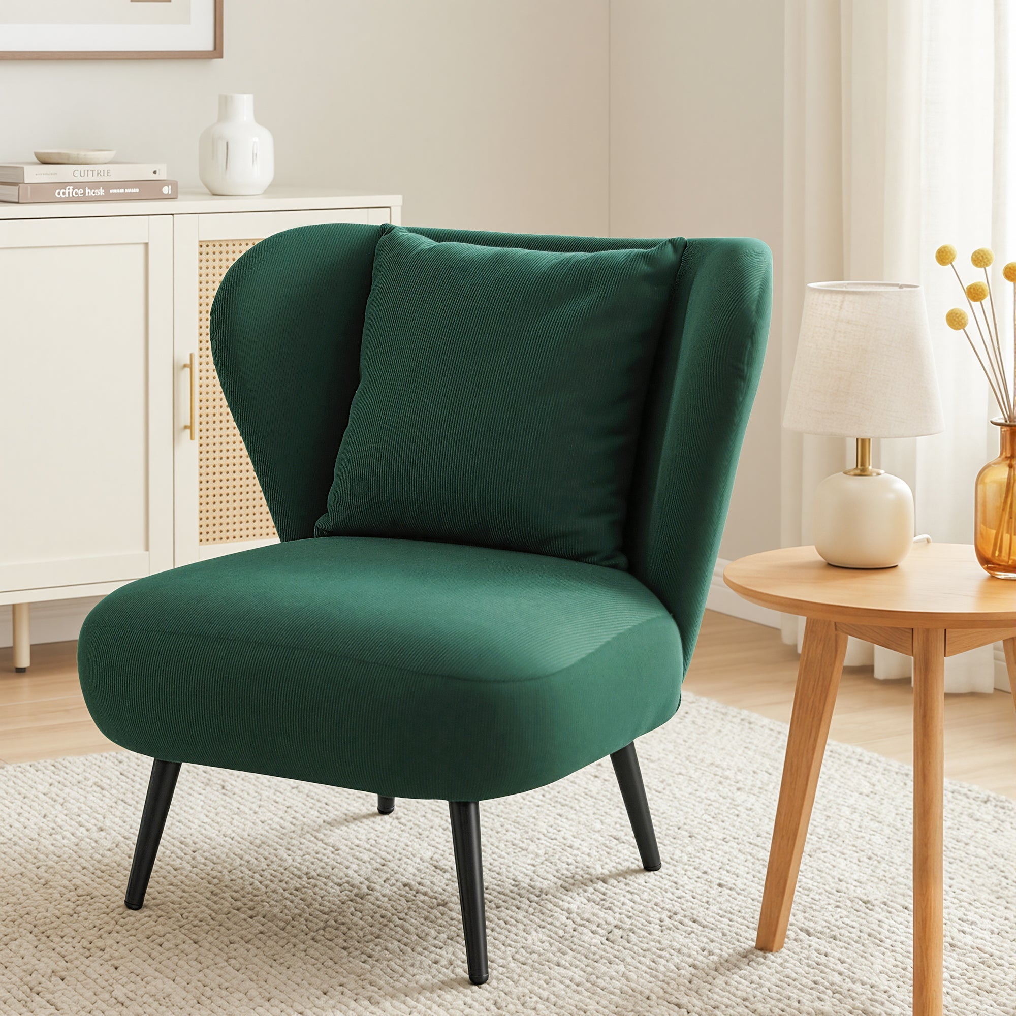 Armchair Accent Chair Lounge Tub Sofa Couch Corduroy Velvet Green - Furniture > Bar Stools & Chairs > Arm Chairs & Recliners - Rivercity House & Home Co. (ABN 18 642 972 209) - Affordable Modern Furniture Australia