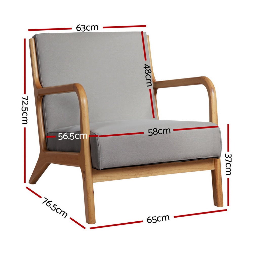 Armchair Fabric Light Grey - Furniture > Bar Stools & Chairs > Arm Chairs & Recliners - Rivercity House & Home Co. (ABN 18 642 972 209) - Affordable Modern Furniture Australia