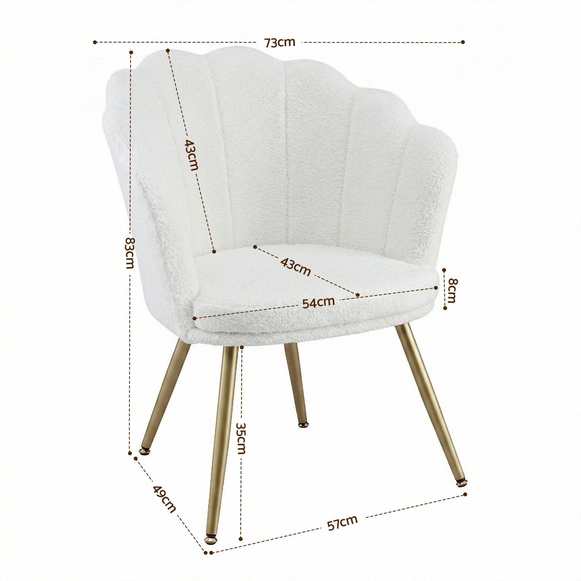 Armchair Teddy Fleece White Callista - Furniture > Bar Stools & Chairs > Arm Chairs & Recliners - Rivercity House & Home Co. (ABN 18 642 972 209) - Affordable Modern Furniture Australia