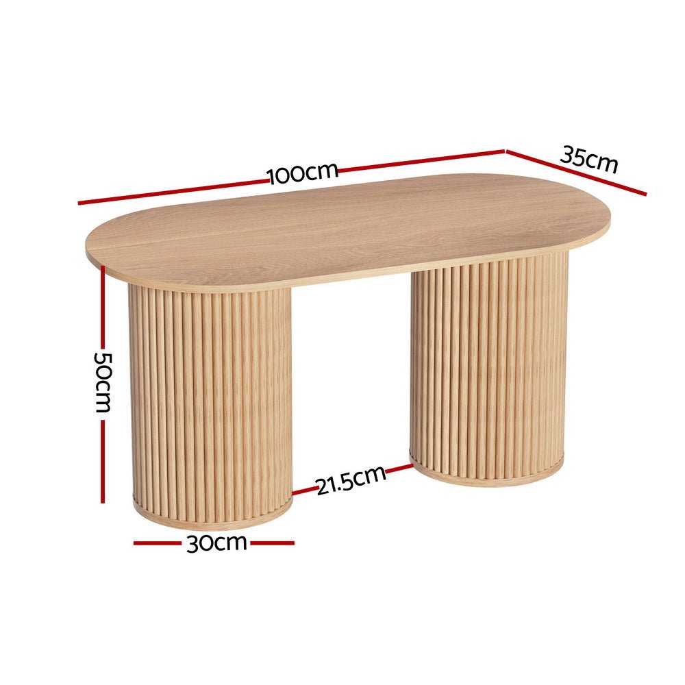 Artiss Coffee Table Oval 100CM Pine Samuel - Furniture > Living Room - Rivercity House & Home Co. (ABN 18 642 972 209) - Affordable Modern Furniture Australia