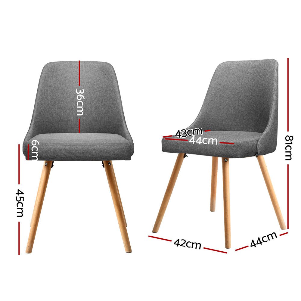 Artiss Dining Chairs Set of 4 Fabric Wooden Grey - Furniture > Dining > Kitchen & Dining Chairs - Rivercity House & Home Co. (ABN 18 642 972 209) - Affordable Modern Furniture Australia