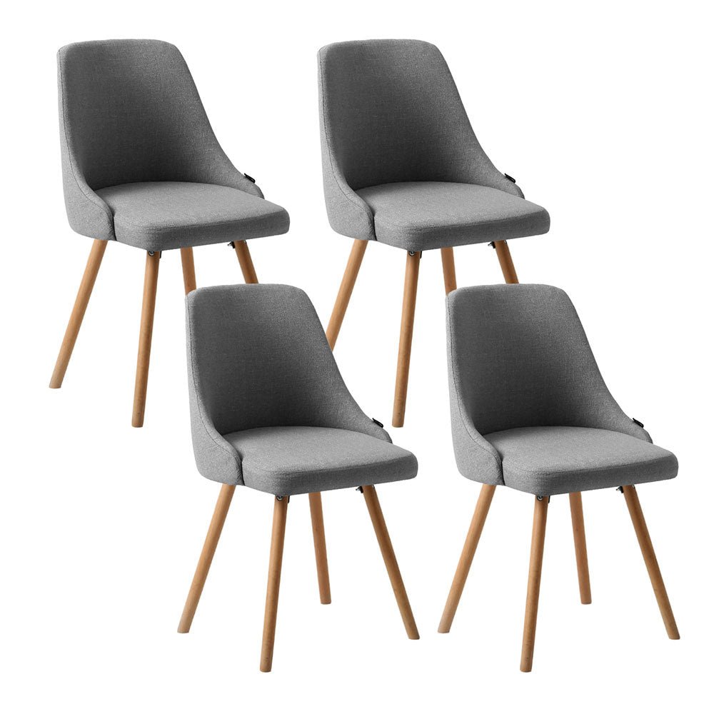 Artiss Dining Chairs Set of 4 Fabric Wooden Grey - Furniture > Dining > Kitchen & Dining Chairs - Rivercity House & Home Co. (ABN 18 642 972 209) - Affordable Modern Furniture Australia