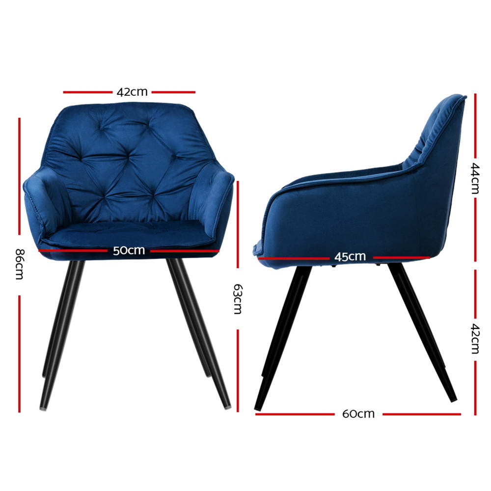 Artiss Dining Chairs Set of 4 Velvet Diamond Tufted Armchair Blue - Furniture > Dining > Kitchen & Dining Chairs - Rivercity House & Home Co. (ABN 18 642 972 209) - Affordable Modern Furniture Australia