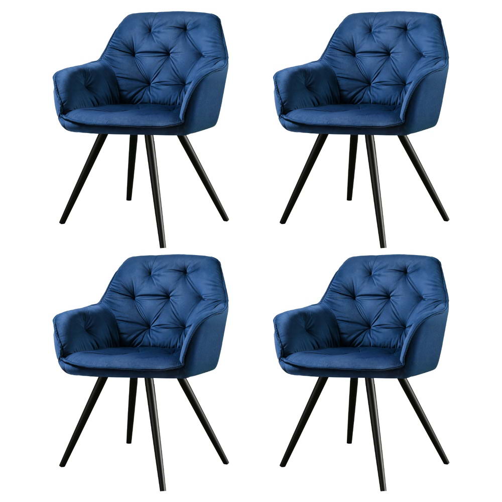 Artiss Dining Chairs Set of 4 Velvet Diamond Tufted Armchair Blue - Furniture > Dining > Kitchen & Dining Chairs - Rivercity House & Home Co. (ABN 18 642 972 209) - Affordable Modern Furniture Australia