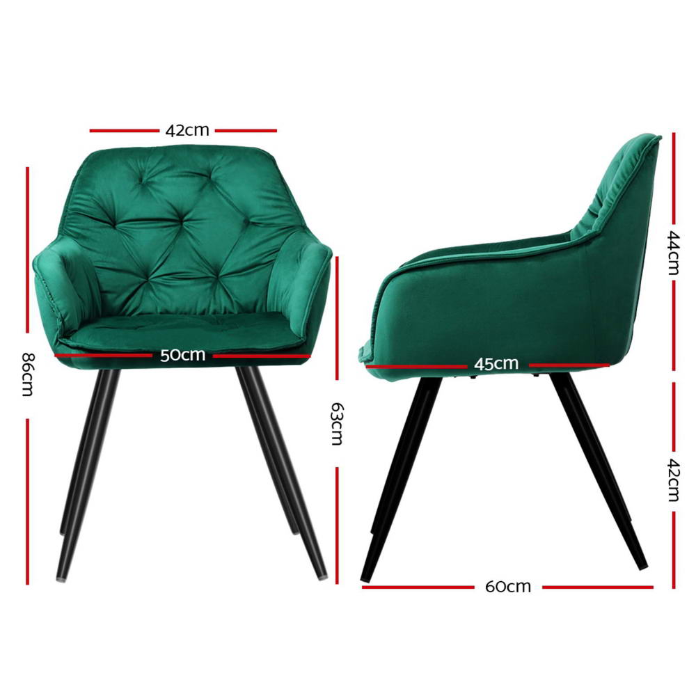 Artiss Dining Chairs Set of 4 Velvet Diamond Tufted Armchair Green - Furniture > Dining > Kitchen & Dining Chairs - Rivercity House & Home Co. (ABN 18 642 972 209) - Affordable Modern Furniture Australia