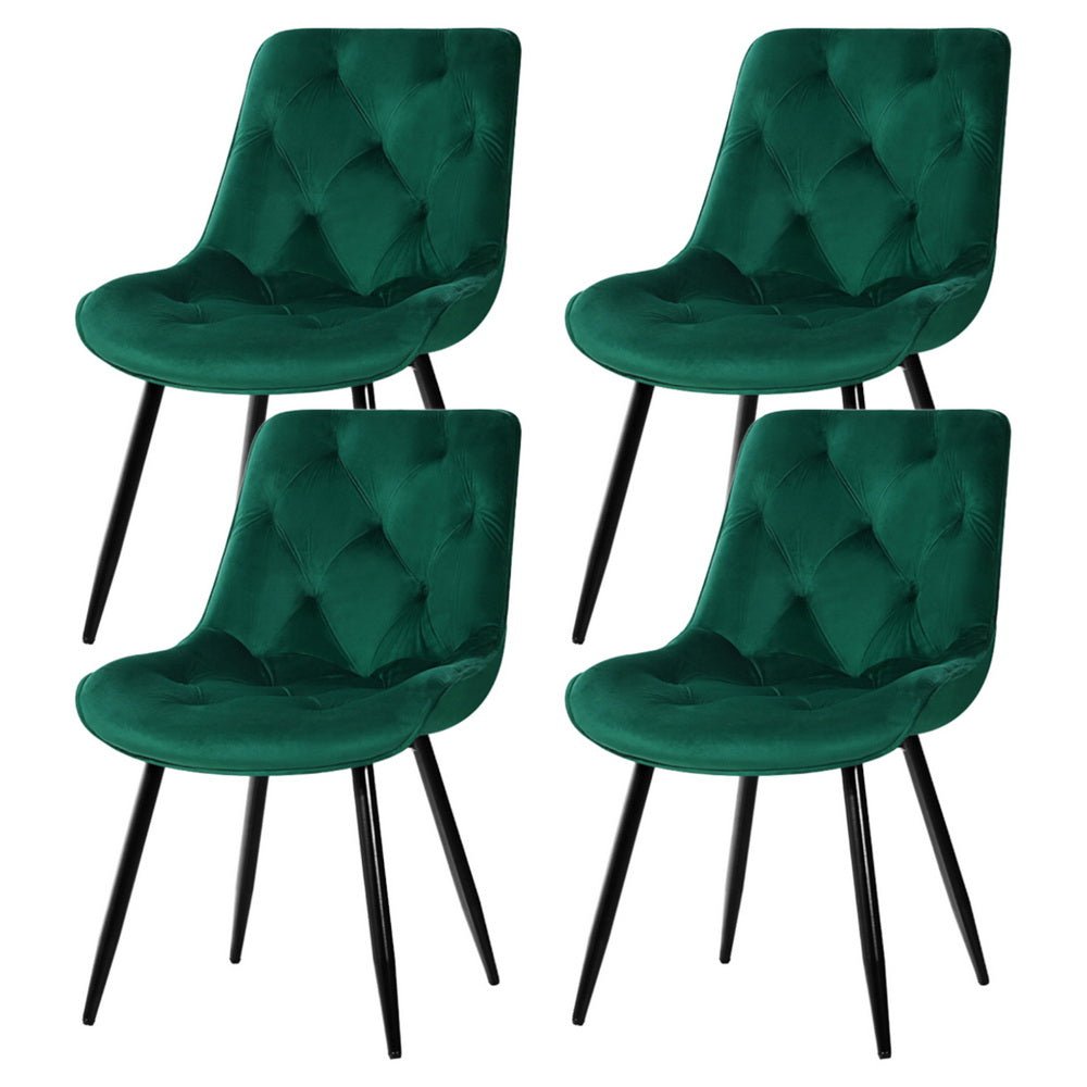 Artiss Dining Chairs Set of 4 Velvet Diamond Tufted Green - Furniture > Dining > Kitchen & Dining Chairs - Rivercity House & Home Co. (ABN 18 642 972 209) - Affordable Modern Furniture Australia