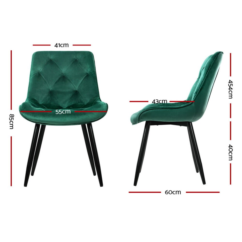 Artiss Dining Chairs Set of 4 Velvet Diamond Tufted Green - Furniture > Dining > Kitchen & Dining Chairs - Rivercity House & Home Co. (ABN 18 642 972 209) - Affordable Modern Furniture Australia