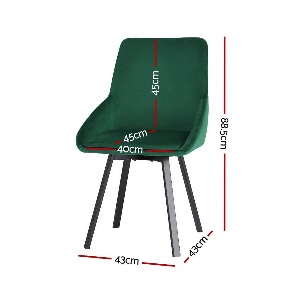 Artiss Dining Chairs Set of 4 Velvet Swivel Base Green - Furniture > Dining > Kitchen & Dining Chairs - Rivercity House & Home Co. (ABN 18 642 972 209) - Affordable Modern Furniture Australia
