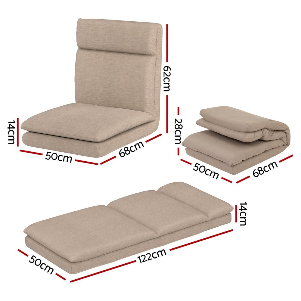 Artiss Floor Lounge Sofa Bed 1 Seater Linen Beige - Furniture > Living Room - Rivercity House & Home Co. (ABN 18 642 972 209) - Affordable Modern Furniture Australia