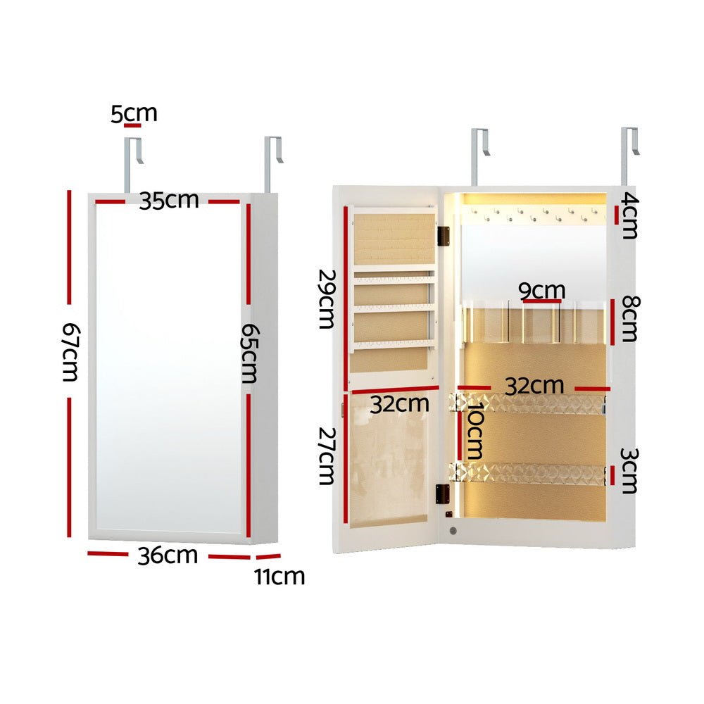 Artiss Jewellery Cabinet Mirror Door Wall Mount - Furniture > Office > Storage Cabinets - Rivercity House & Home Co. (ABN 18 642 972 209) - Affordable Modern Furniture Australia