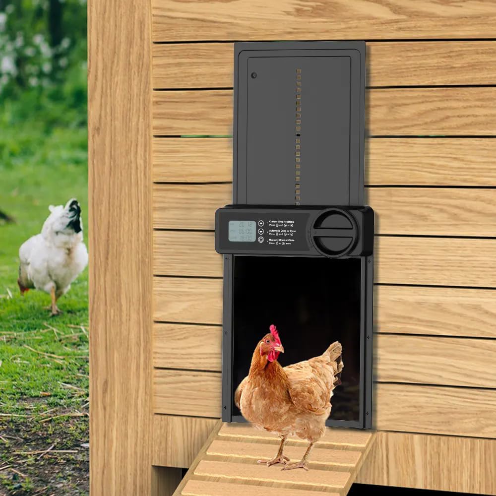 Automatic Chicken Coop Door Opener with Timer, Anti - Pinch, LCD Display & Battery Powered - Aluminum - Home & Garden > Gate Openers > Fence & Gate Accessories - Rivercity House & Home Co. (ABN 18 642 972 209) - Affordable Modern Furniture Australia