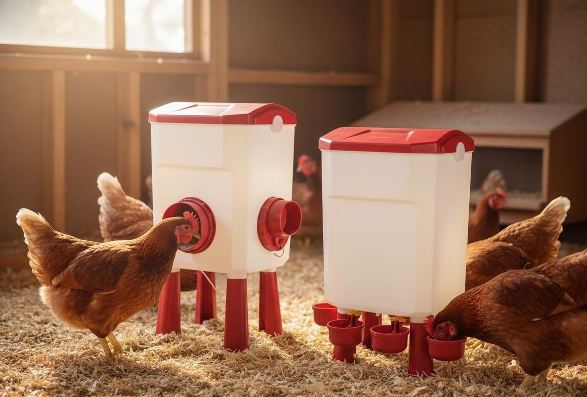 Automatic Chicken Feeder and Waterer Set 8KG Food 7L Water Capacity for Coop Chickens Ducks Quails - Red - Pet Care > Cat Supplies > Cat Bowls, Feeders & Waterers - Rivercity House & Home Co. (ABN 18 642 972 209) - Affordable Modern Furniture Australia