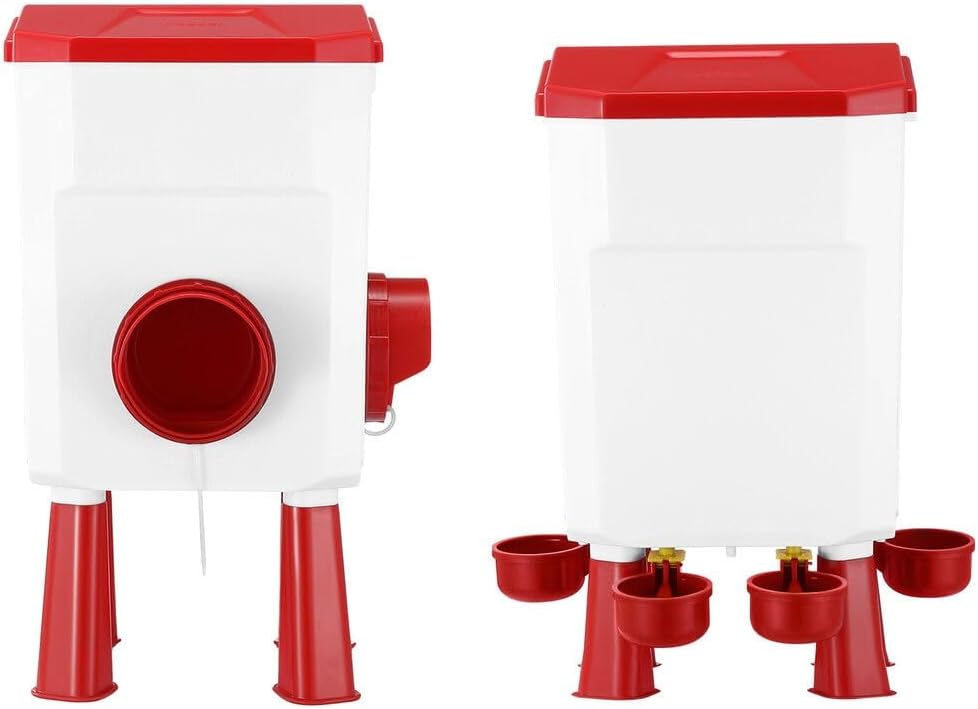 Automatic Chicken Feeder and Waterer Set 8KG Food 7L Water Capacity for Coop Chickens Ducks Quails - Red - Pet Care > Cat Supplies > Cat Bowls, Feeders & Waterers - Rivercity House & Home Co. (ABN 18 642 972 209) - Affordable Modern Furniture Australia