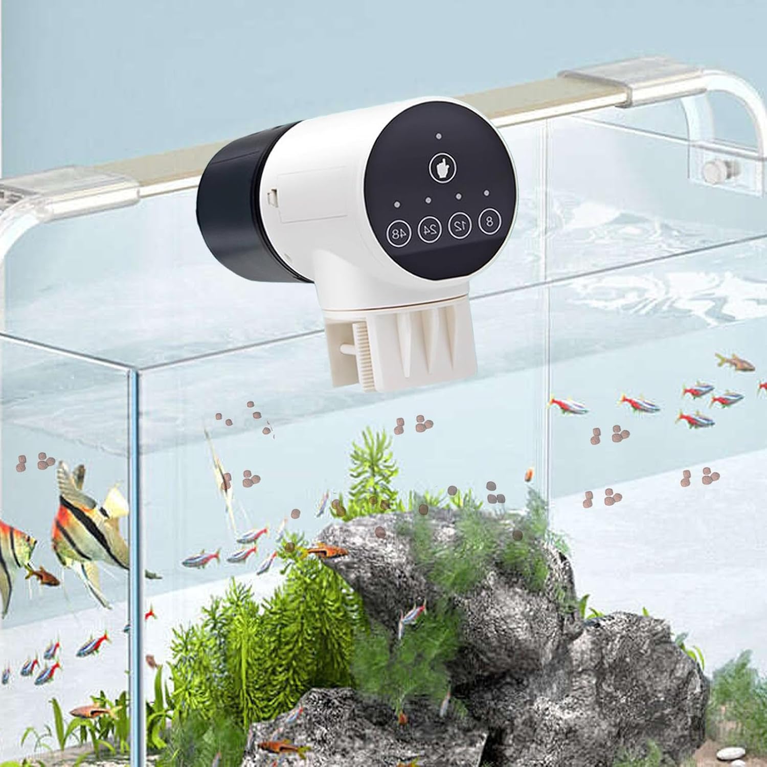 Automatic Fish Feeder with Timer, Moistureproof Dispenser & Rechargeable Feeding for Aquarium or Tank - Black - Pet Care > Aquarium > Fish Food - Rivercity House & Home Co. (ABN 18 642 972 209) - Affordable Modern Furniture Australia